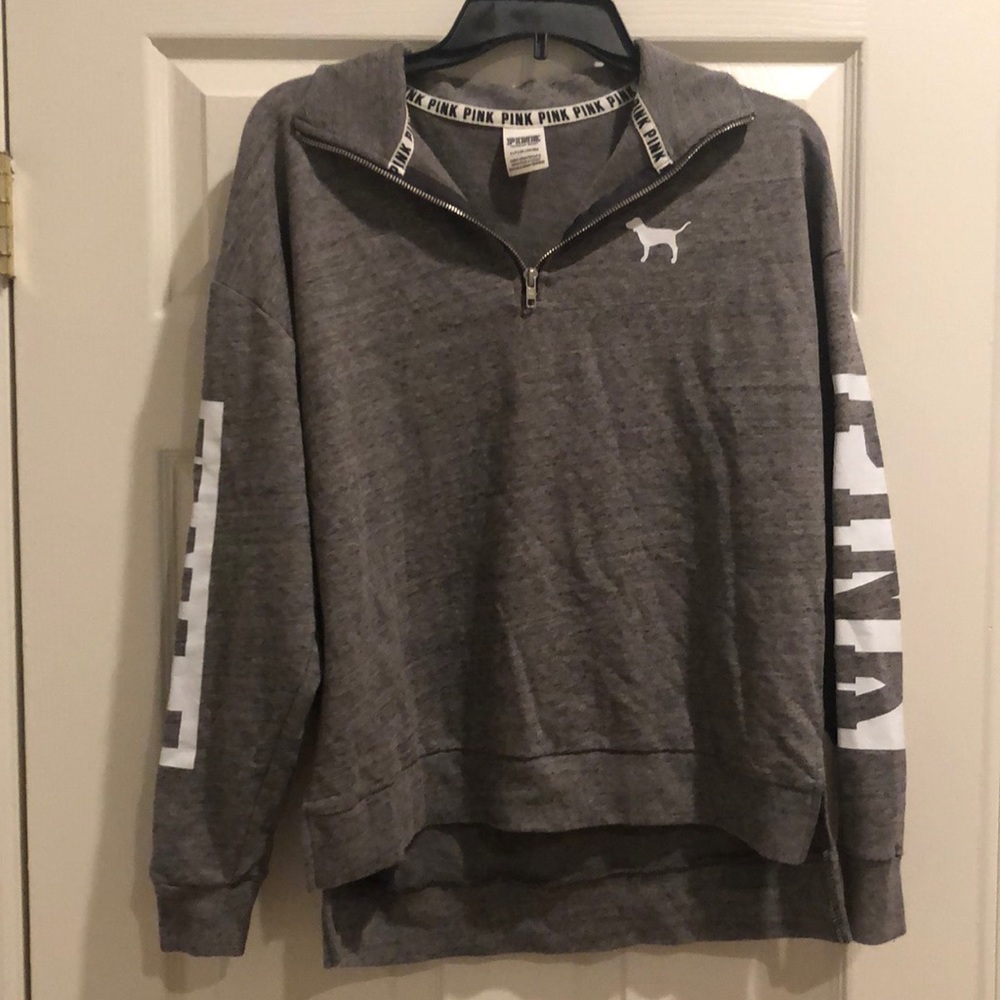 Gray PINK Quarter Zip